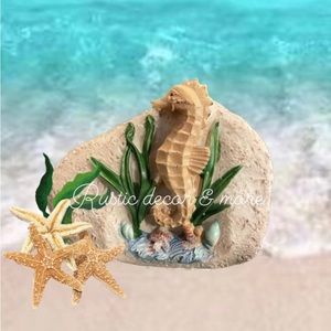 🏖️Fish Tank  Fairy Garden Accessories Beach Rock W/ Seahorse Shells Seaweed